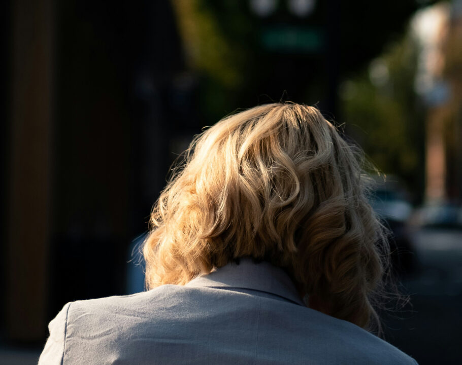 woman with a blonde bob